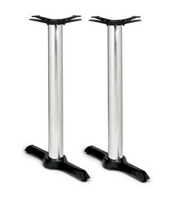 Twin pedestal base in black with chrome columns
