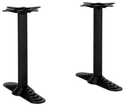 Twin pedestal black table base with step effect