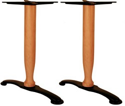 Rectangular table base with wood veneer column polished to choice