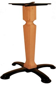 Table base with wood veneer column polished to choice