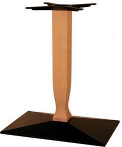 Table base with wood veneer column polished to choice