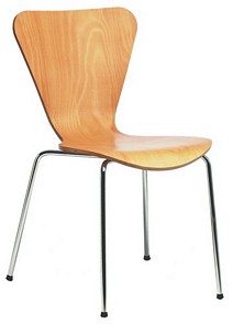 Chrome chair with wood veneer seat