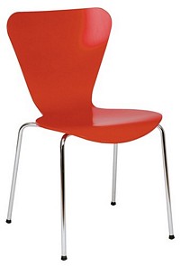 Chrome chair with coloured veneer seat