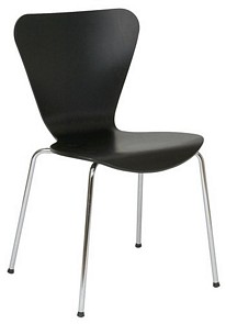 Chrome chair with coloured veneer seat