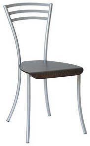Chrome chair wood veneer seat in natural or mocha
