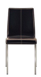 Chrome chair with leather and visible stitches