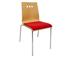 Chrome wood chair with upholstered seat pad