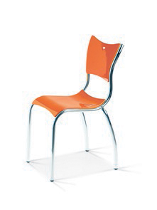 Chrome chair in wood veneer polished to choice        (med and high stool also available)