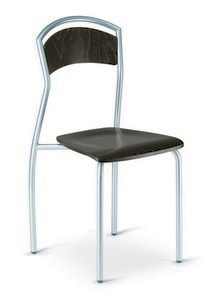 Chrome chair in wood veneer polished to choice     (high stool and armchair also available)