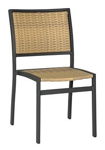 Weave stacking sidechair available in java or beige colour with aluminium or grey finish