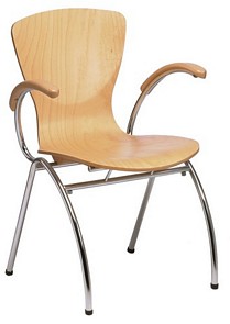 Chrome and wood armchair available in natural or wenge