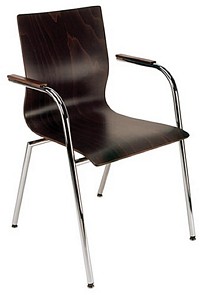 Chrome and wood armchair available in natural or wenge
