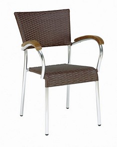 Leather look weave stacking armchair available in brown and black