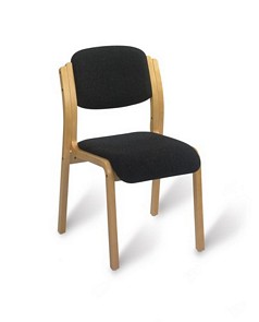 Conference stacking sidechair in natural beech,upholstered in choice of fabric