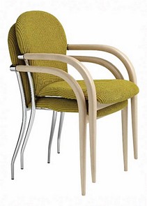 Conference stacking armchair upholstered in choice of fabric and wood polish