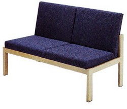 Reception/conference 2 seater chair upholstered in choice of fabric and wood polish