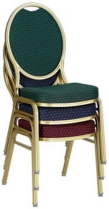 Banqueting stacking chair available in red, blue and green