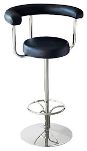 Chrome stool with upholstered seat and back rest