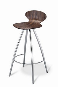 Chrome and wood stool in natural or wenge