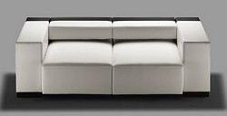 Contemporary two seater sofa with cushioned seats upholstered in top quality leather