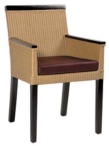 Lloyd Loom armchair in natural with wood finish in mahogony (cushions extra)