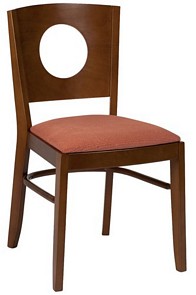 Wood chair with upholstered seat in choice of fabric and wood polish