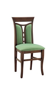 Traditional wood chair upholstered in choice of fabric and wood polish