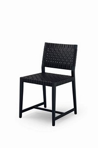 Modern wood chair upholstered in choice of leather and wood polish