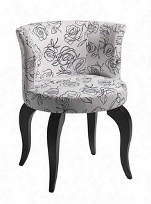 Modern wood chair upholstered in choice of fabric and wood polish