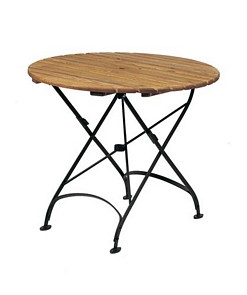 Folding round table in robina brown hardwood