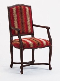 Wood armchair upholstered in choice of fabric and wood polish