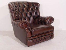 Traditional single seater sofa, chesterfield style, upholstered in real leather