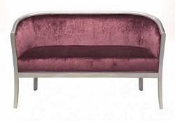 Modern lounge two seater sofa upholstered in choice of fabric and wood polish