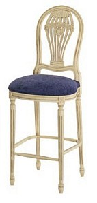 Wood stool upholstered in choice of fabric and wood polish